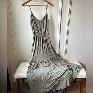 Elegant Olive Green Halter Dress